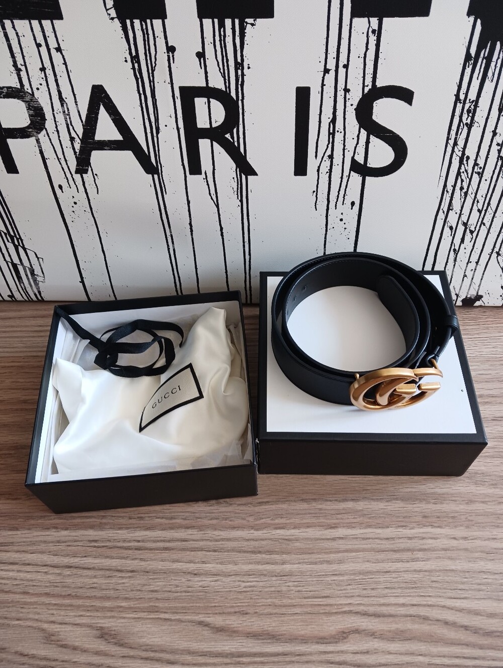 Gucci Black Leather Belt With Double GG Buckle Size 80-32 - Picture 4 of 10
